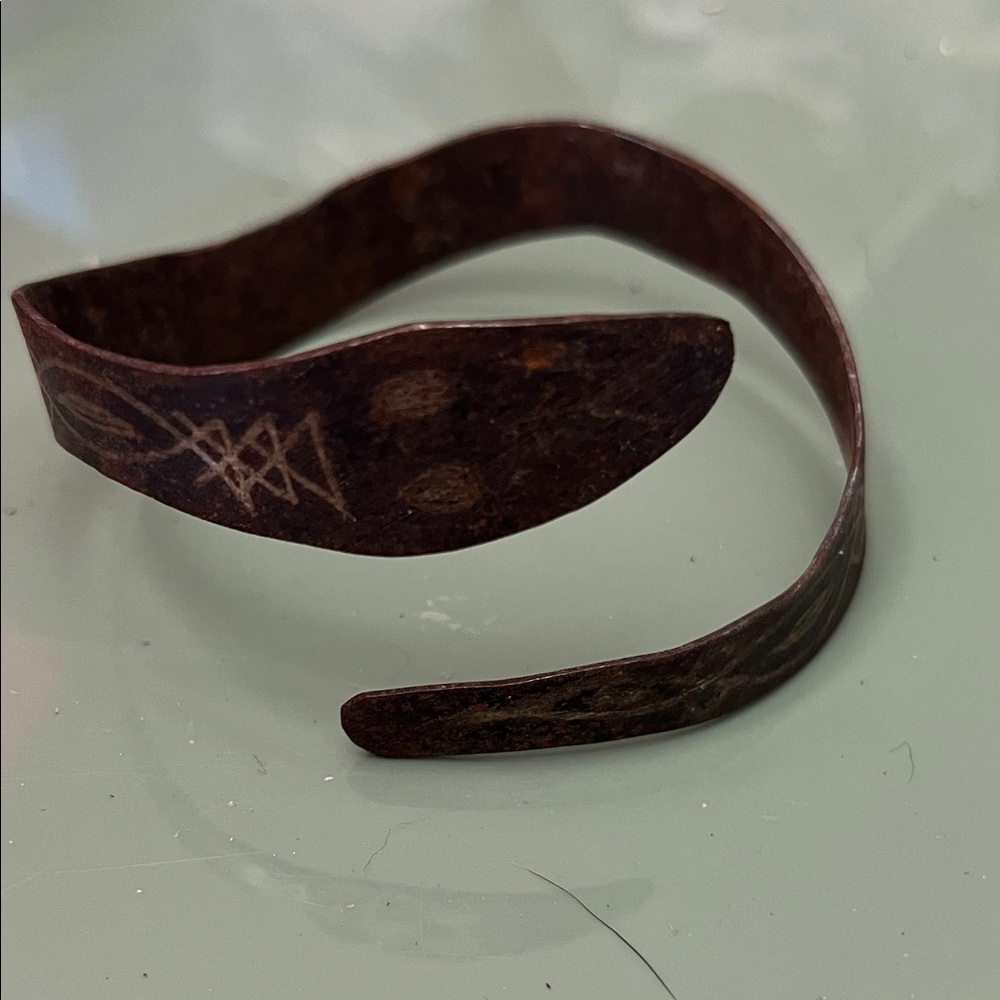 Vintage Tribal Snake Brown Gold Cuff Bracelet AS IS